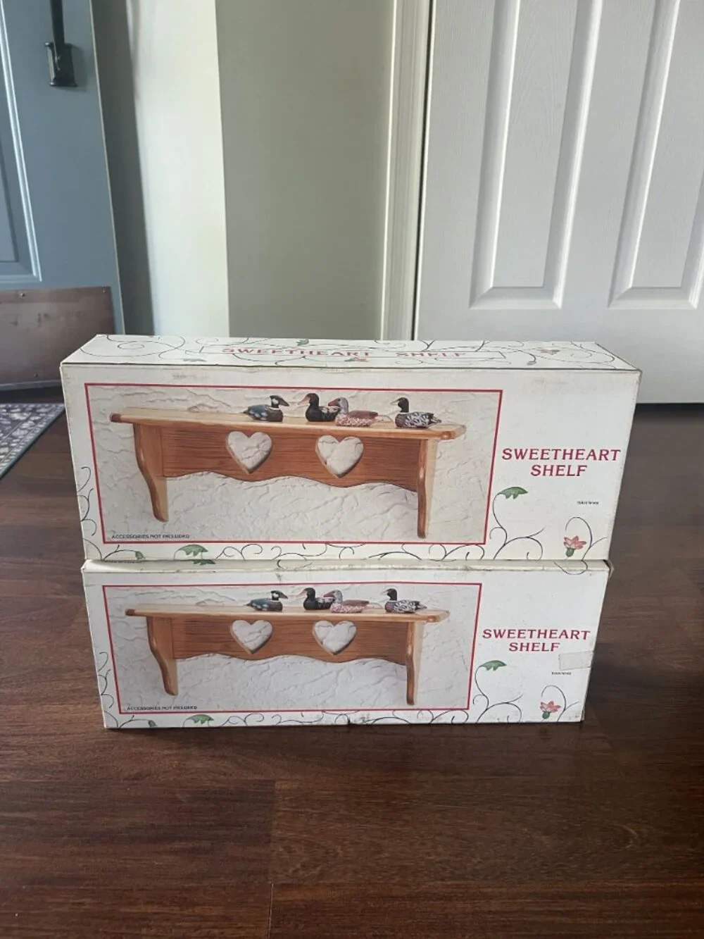 Vintage Sweetheart Shelf Set of 2 Wood Heart Wall Shelves Farmhouse Cottagecore
